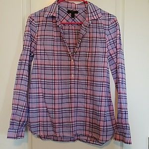 J.Crew pink & blue plaid button down shirt